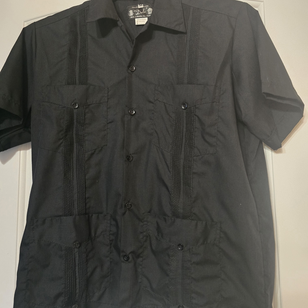 Men's Short Sleeve Cuban Guayabera Button Down Shirts Classic Embroidered S/M